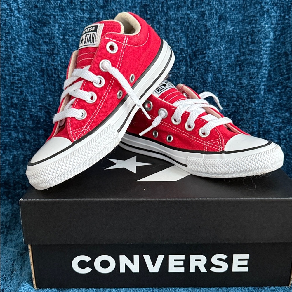 Converse Red Canvas Sneakers with White Accents. Worn once.